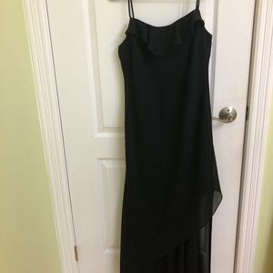 Cartise Black Party Gown Dress with spaghetti straps.